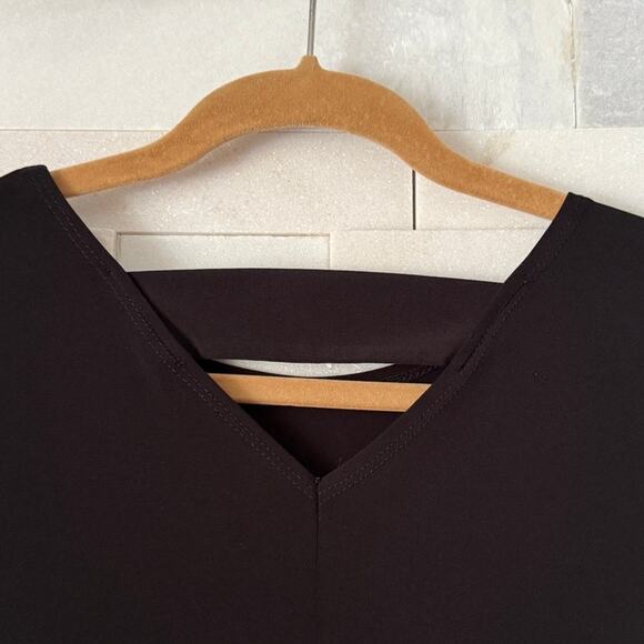 CLARA SUN WOO Open Back Stretchy Cap Sleeve Relaxed Shift Dress  L Black Comfort - Picture 4 of 6